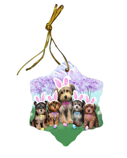 Yorkipoos Dog Easter Holiday Star Porcelain Ornament SPOR49290