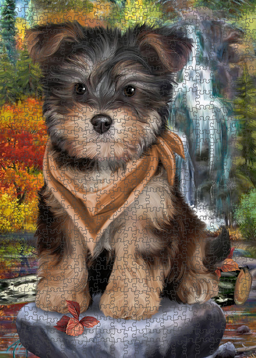 Scenic Waterfall Yorkipoo Dog Puzzle with Photo Tin PUZL54432