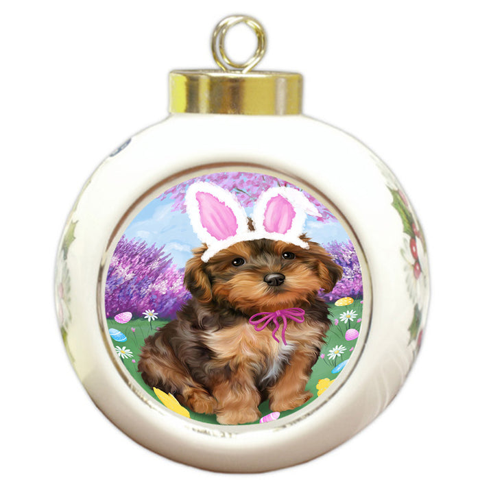 Yorkipoo Dog Easter Holiday Round Ball Christmas Ornament RBPOR49299