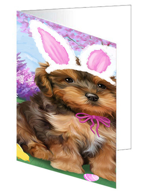 Yorkipoo Dog Easter Holiday Handmade Artwork Assorted Pets Greeting Cards and Note Cards with Envelopes for All Occasions and Holiday Seasons GCD51926