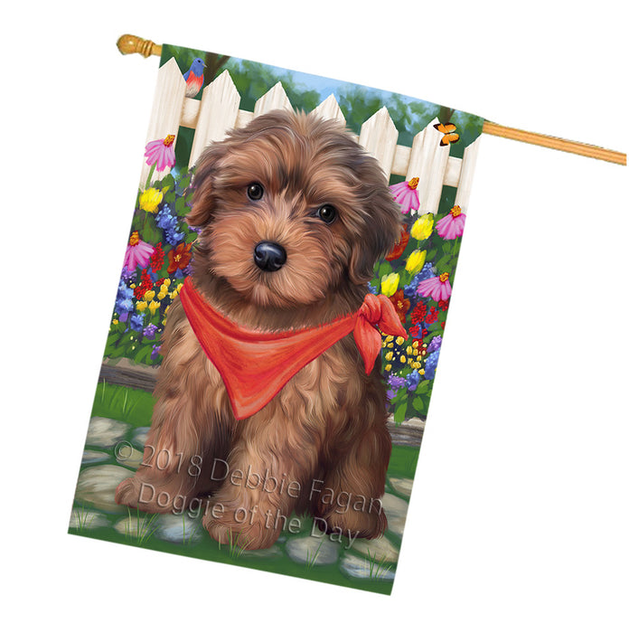 Spring Floral Yorkipoo Dog House Flag FLG50153