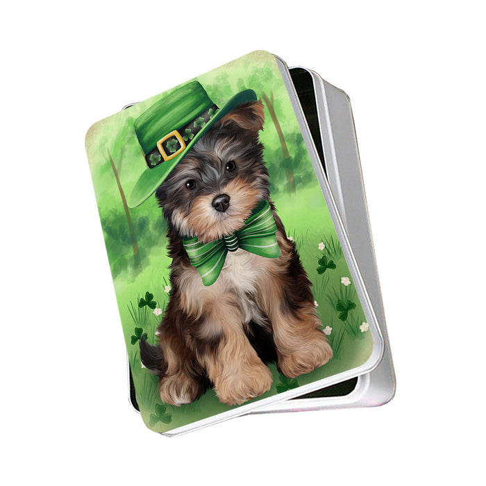 St. Patricks Day Irish Portrait Yorkipoo Dog Photo Storage Tin PITN49433