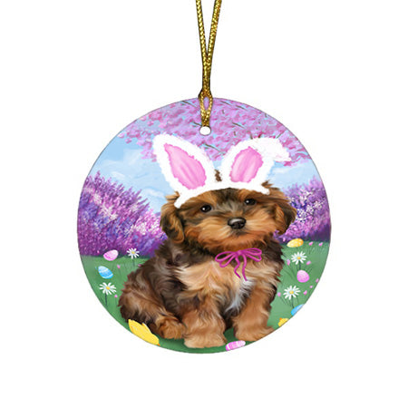 Yorkipoo Dog Easter Holiday Round Flat Christmas Ornament RFPOR49290