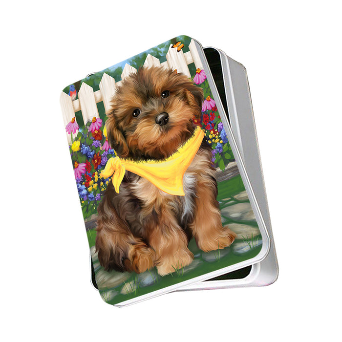 Spring Floral Yorkipoo Dog Photo Storage Tin PITN51848