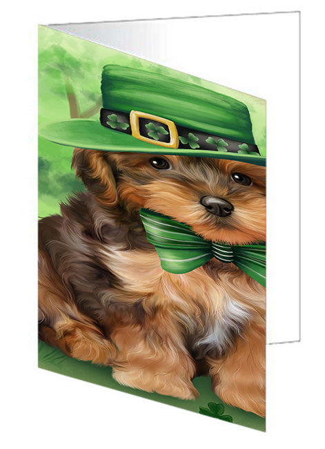 St. Patricks Day Irish Portrait Yorkipoo Dog Handmade Artwork Assorted Pets Greeting Cards and Note Cards with Envelopes for All Occasions and Holiday Seasons GCD52331