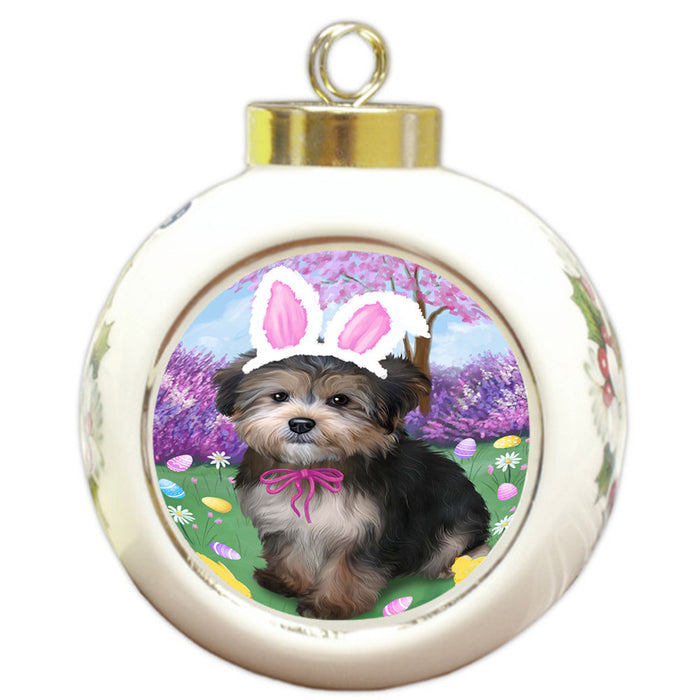 Yorkipoo Dog Easter Holiday Round Ball Christmas Ornament RBPOR49300