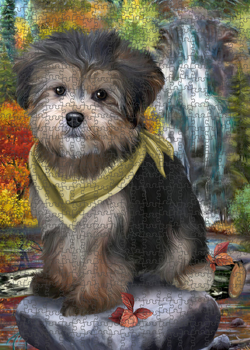 Scenic Waterfall Yorkipoo Dog Puzzle with Photo Tin PUZL54438