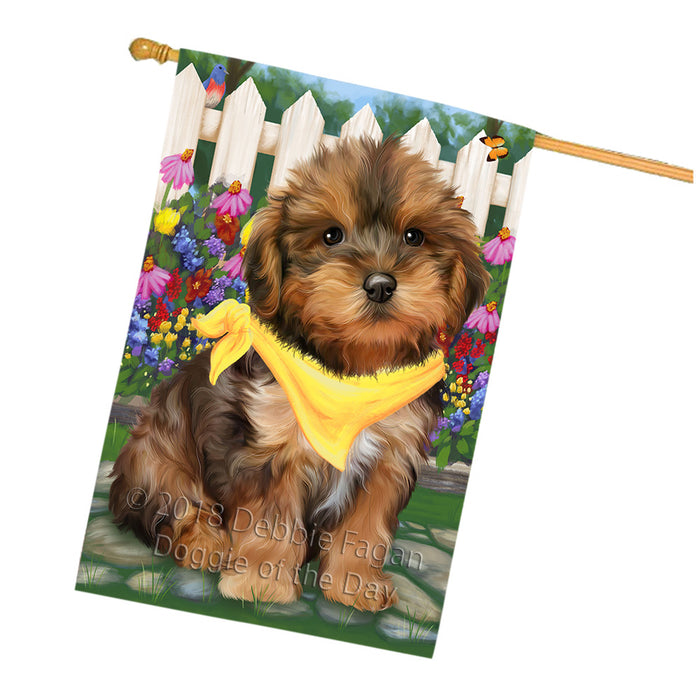 Spring Floral Yorkipoo Dog House Flag FLG50154