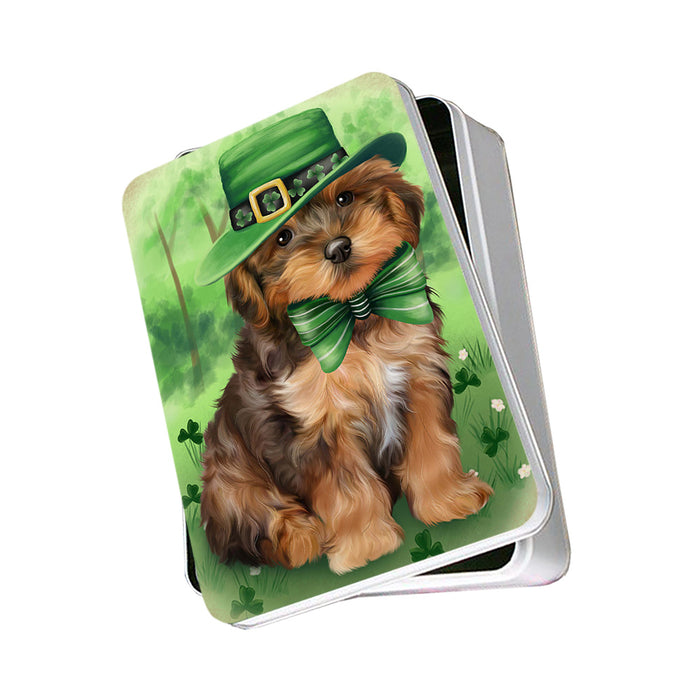 St. Patricks Day Irish Portrait Yorkipoo Dog Photo Storage Tin PITN49434