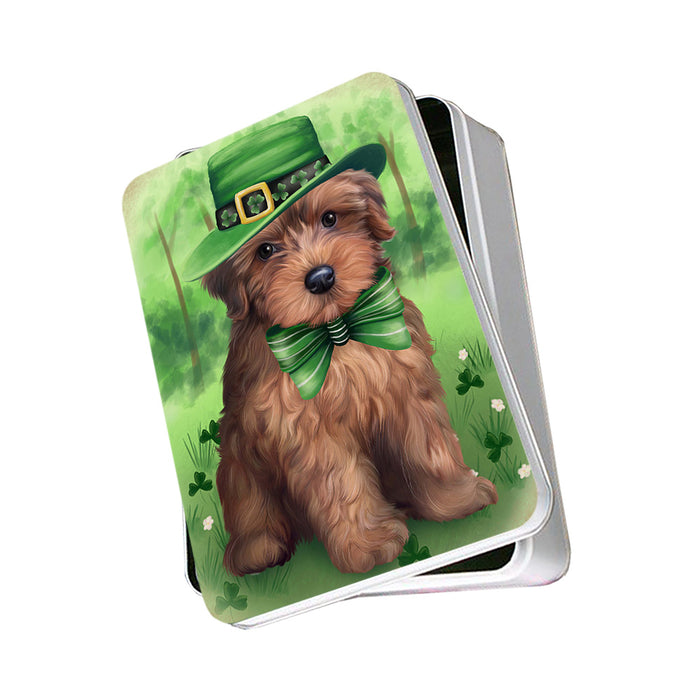 St. Patricks Day Irish Portrait Yorkipoo Dog Photo Storage Tin PITN49435