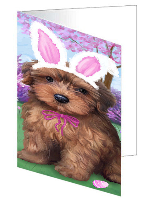Yorkipoo Dog Easter Holiday Handmade Artwork Assorted Pets Greeting Cards and Note Cards with Envelopes for All Occasions and Holiday Seasons GCD51932