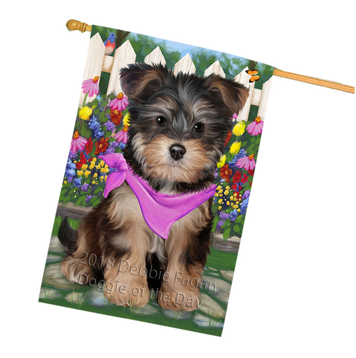Spring Floral Yorkipoo Dog House Flag FLG50155
