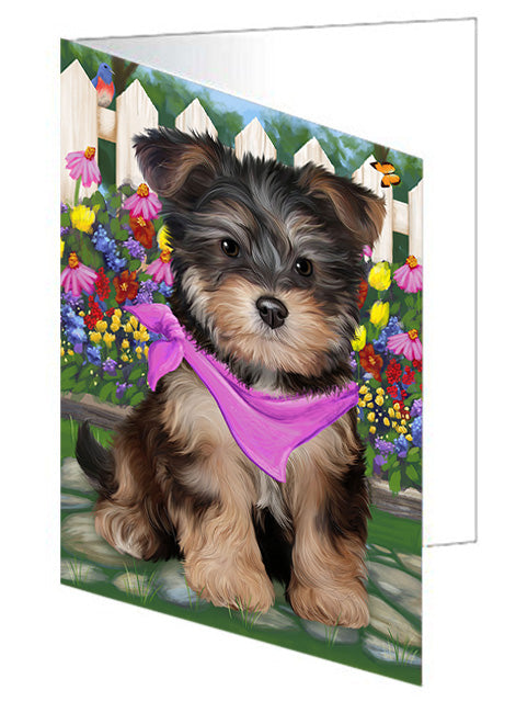 Spring Floral Yorkipoo Dog Handmade Artwork Assorted Pets Greeting Cards and Note Cards with Envelopes for All Occasions and Holiday Seasons GCD60608