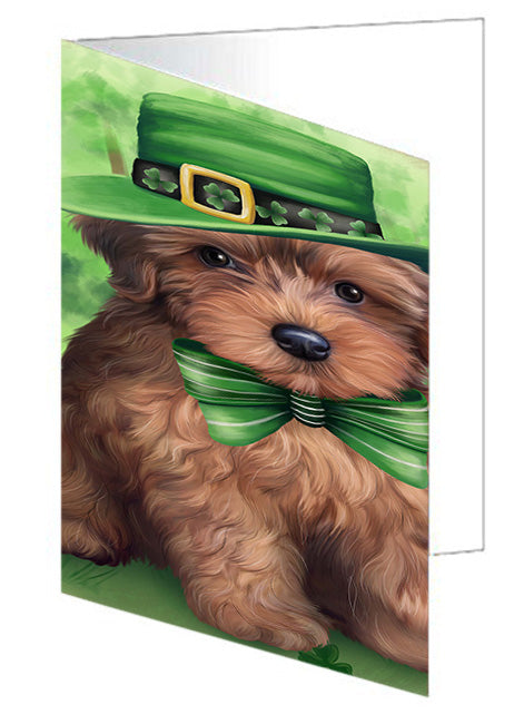 St. Patricks Day Irish Portrait Yorkipoo Dog Handmade Artwork Assorted Pets Greeting Cards and Note Cards with Envelopes for All Occasions and Holiday Seasons GCD52334