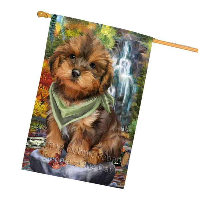 Scenic Waterfall Yorkipoo Dog House Flag FLG50210