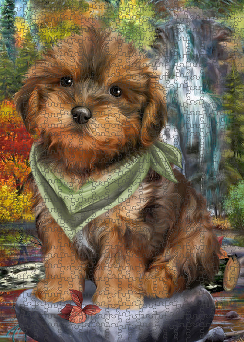 Scenic Waterfall Yorkipoo Dog Puzzle with Photo Tin PUZL54441