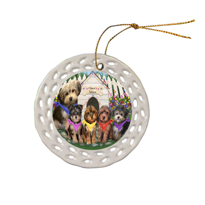 Spring Dog House Yorkipoos Dog Ceramic Doily Ornament DPOR50139