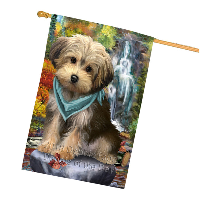 Scenic Waterfall Yorkipoo Dog House Flag FLG50211