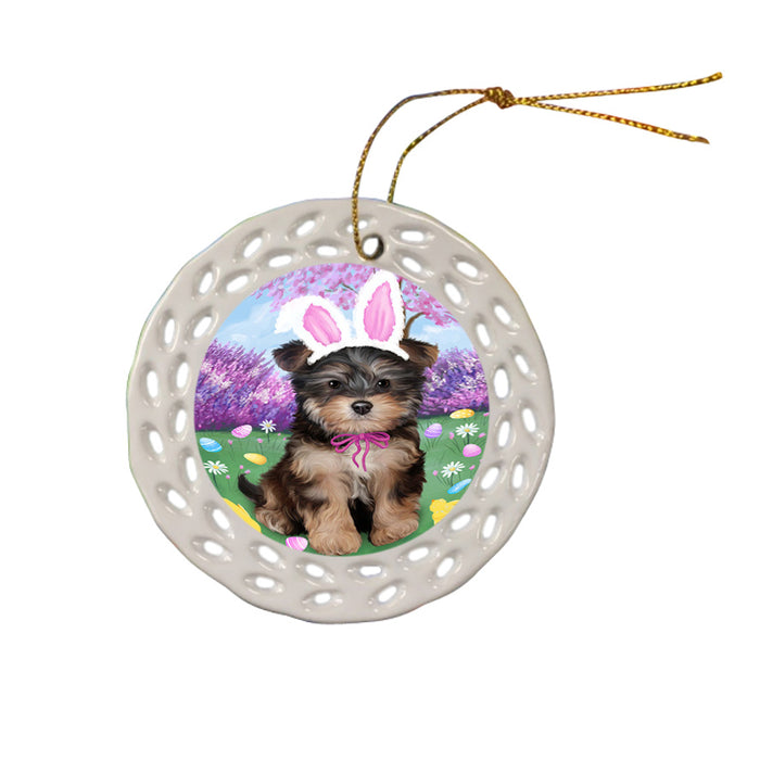Yorkipoo Dog Easter Holiday Ceramic Doily Ornament DPOR49302