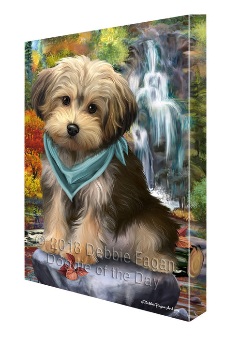 Scenic Waterfall Yorkipoo Dog Canvas Wall Art CVS67966