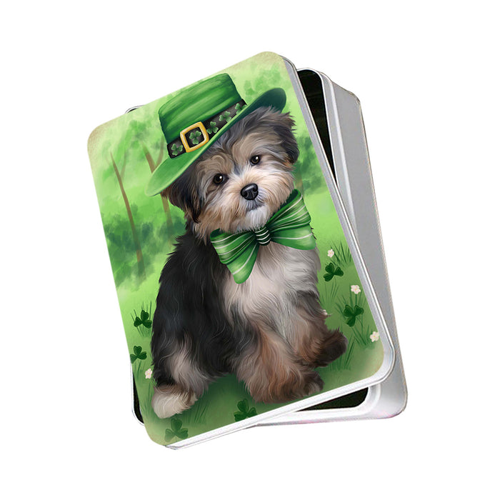 St. Patricks Day Irish Portrait Yorkipoo Dog Photo Storage Tin PITN49436