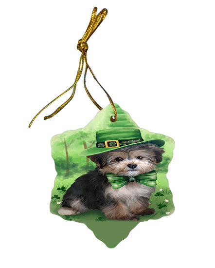 St. Patricks Day Irish Portrait Yorkipoo Dog Star Porcelain Ornament SPOR49428