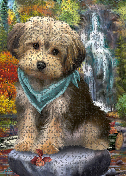 Scenic Waterfall Yorkipoo Dog Puzzle with Photo Tin PUZL54444