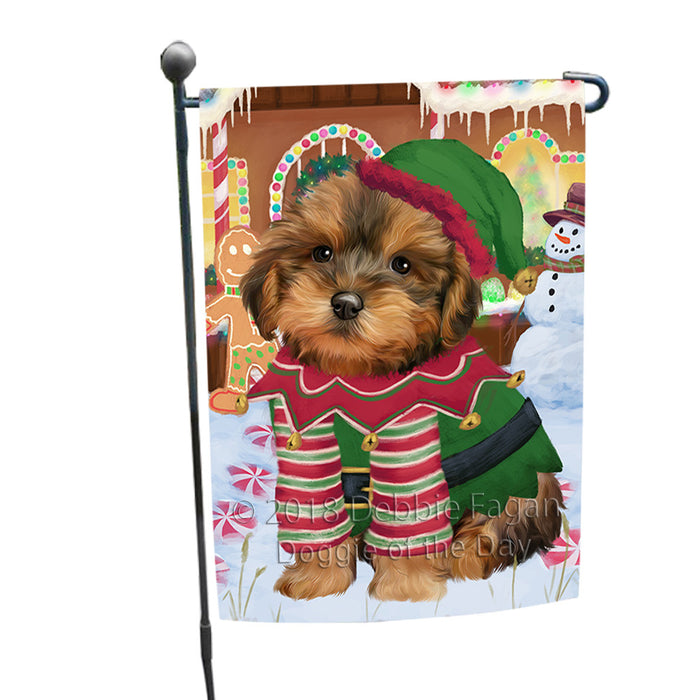 Christmas Gingerbread House Candyfest Yorkipoo Dog Garden Flag GFLG57232