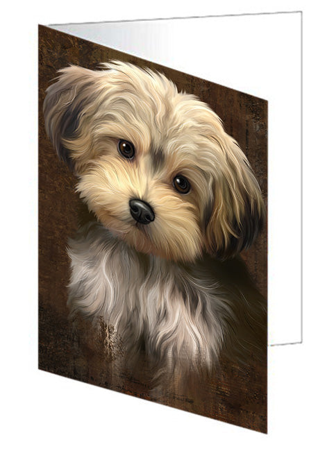 Rustic Yorkipoo Dog Handmade Artwork Assorted Pets Greeting Cards and Note Cards with Envelopes for All Occasions and Holiday Seasons GCD67550