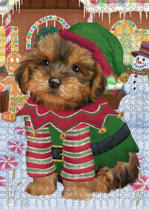 Christmas Gingerbread House Candyfest Yorkipoo Dog Puzzle with Photo Tin PUZL94616
