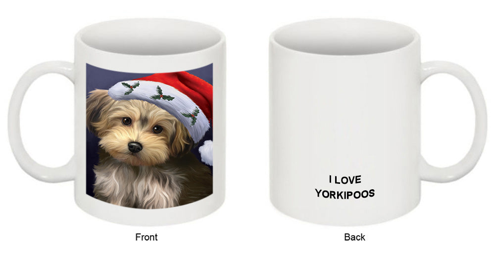 Christmas Holidays Yorkipoo Dog Wearing Santa Hat Portrait Head Coffee Mug MUG48907