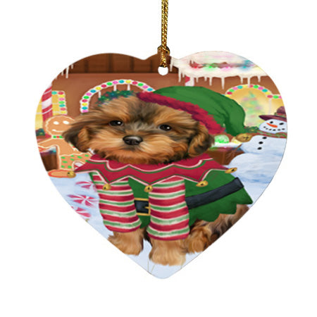 Christmas Gingerbread House Candyfest Yorkipoo Dog Heart Christmas Ornament HPOR56960