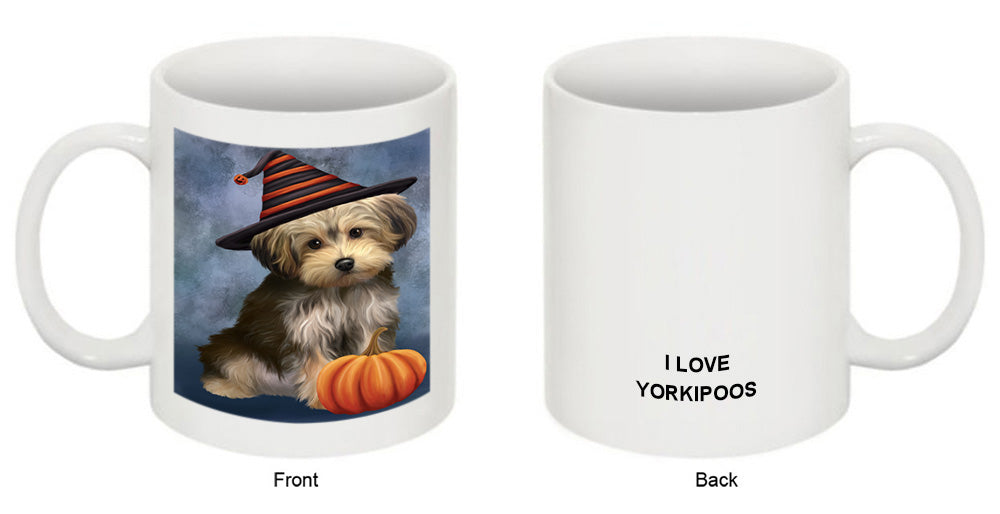 Happy Halloween Yorkipoo Dog Wearing Witch Hat with Pumpkin Coffee Mug MUG50152