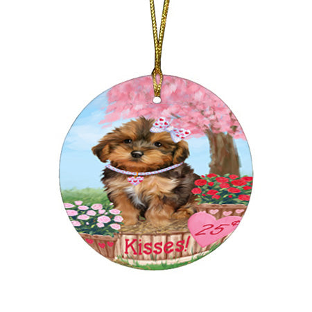Rosie 25 Cent Kisses Yorkipoo Dog Round Flat Christmas Ornament RFPOR56627