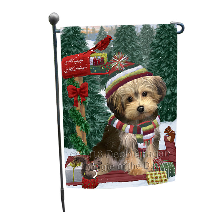 Merry Christmas Woodland Sled Yorkipoo Dog Garden Flag GFLG55369