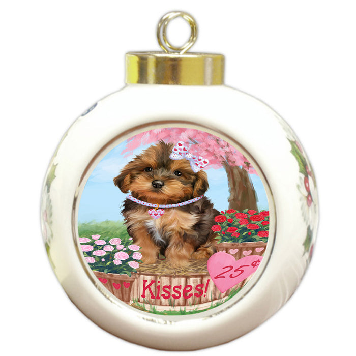 Rosie 25 Cent Kisses Yorkipoo Dog Round Ball Christmas Ornament RBPOR56627