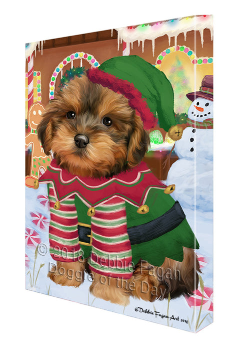 Christmas Gingerbread House Candyfest Yorkipoo Dog Canvas Print Wall Art Décor CVS131660