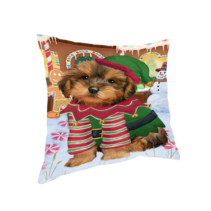 Christmas Gingerbread House Candyfest Yorkipoo Dog Pillow PIL80708