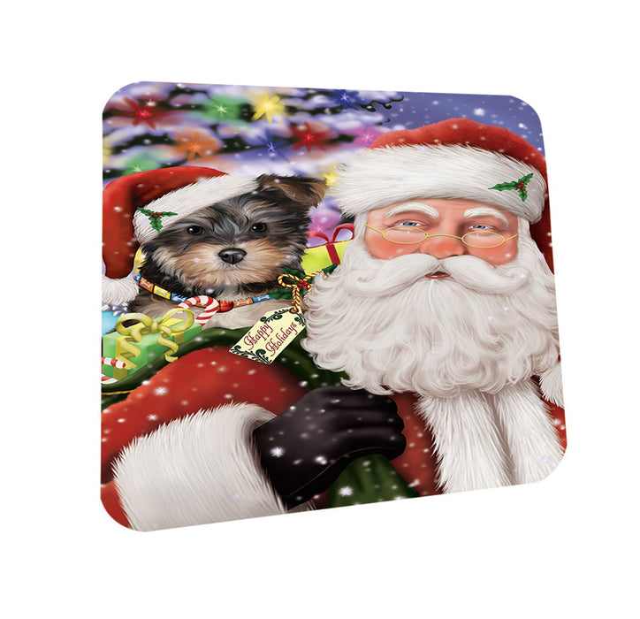 Santa Carrying Yorkipoo Dog and Christmas Presents Coasters Set of 4 CST53671