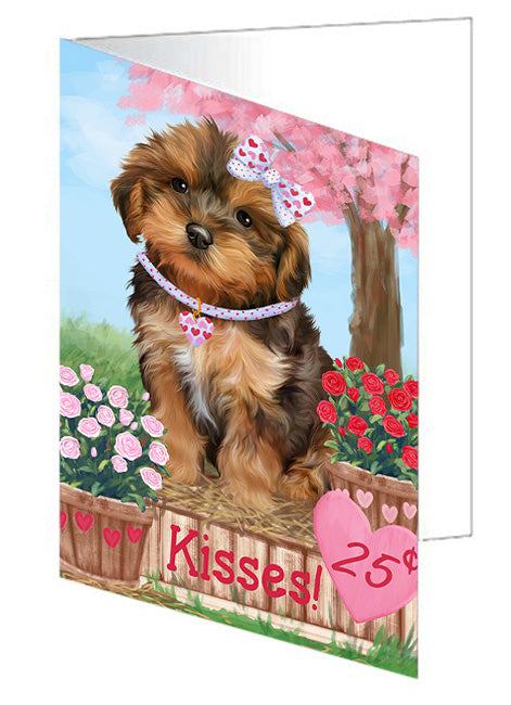 Rosie 25 Cent Kisses Yorkipoo Dog Handmade Artwork Assorted Pets Greeting Cards and Note Cards with Envelopes for All Occasions and Holiday Seasons GCD73328