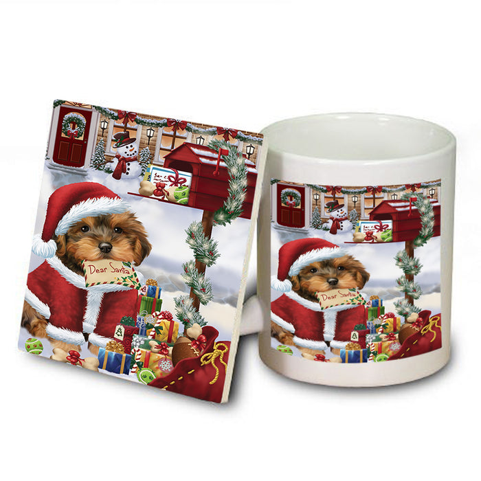 Yorkipoo Dog Dear Santa Letter Christmas Holiday Mailbox Mug and Coaster Set MUC53555