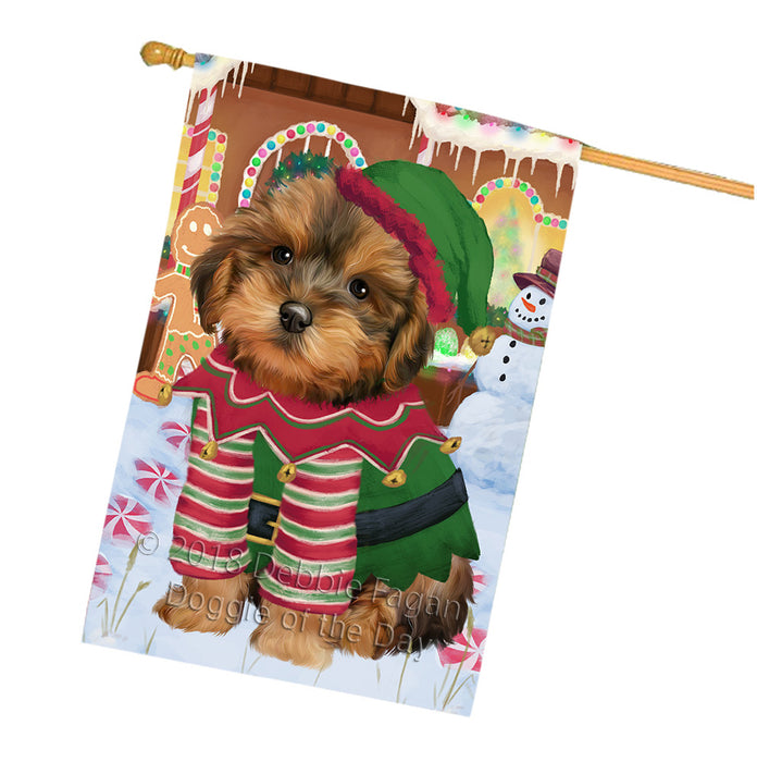 Christmas Gingerbread House Candyfest Yorkipoo Dog House Flag FLG57288