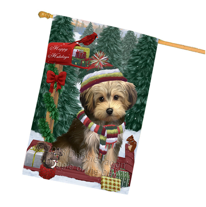 Merry Christmas Woodland Sled Yorkipoo Dog House Flag FLG55505