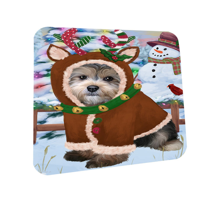 Christmas Gingerbread House Candyfest Yorkipoo Dog Coasters Set of 4 CST56563
