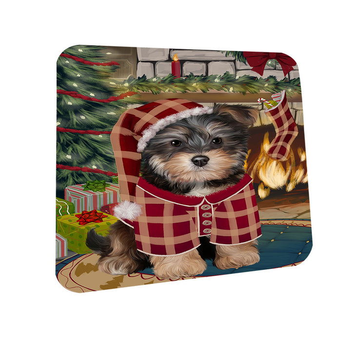 The Stocking was Hung Yorkipoo Dog Coasters Set of 4 CST55625