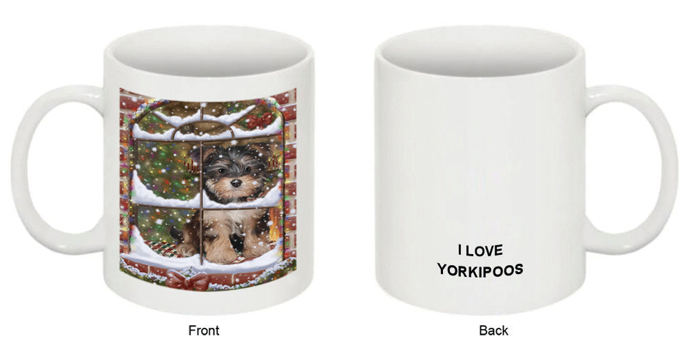 Please Come Home For Christmas Yorkipoo Dog Sitting In Window Coffee Mug MUG49352