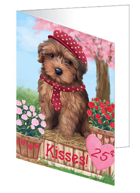 Rosie 25 Cent Kisses Yorkipoo Dog Handmade Artwork Assorted Pets Greeting Cards and Note Cards with Envelopes for All Occasions and Holiday Seasons GCD73331