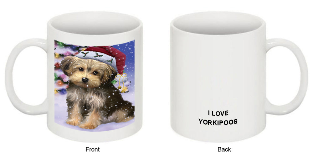 Winterland Wonderland Yorkipoo Dog In Christmas Holiday Scenic Background Coffee Mug MUG49191