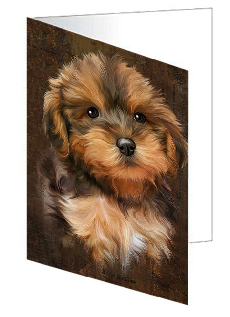 Rustic Yorkipoo Dog Handmade Artwork Assorted Pets Greeting Cards and Note Cards with Envelopes for All Occasions and Holiday Seasons GCD67553