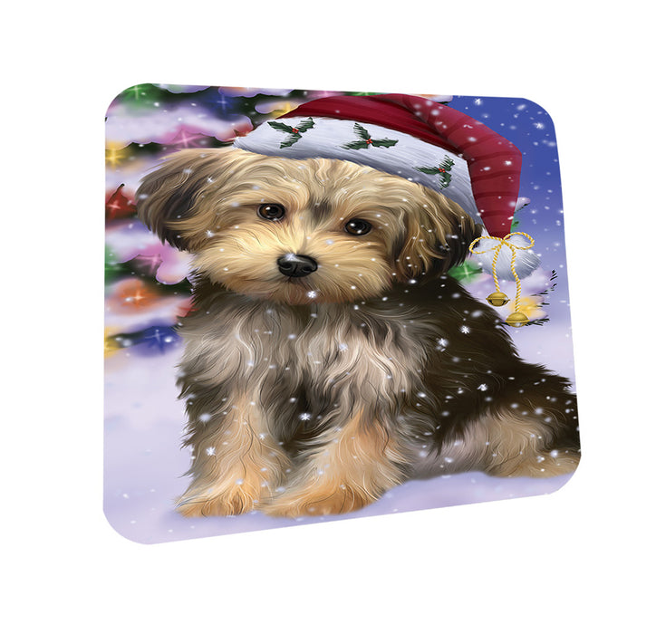 Winterland Wonderland Yorkipoo Dog In Christmas Holiday Scenic Background Coasters Set of 4 CST53751